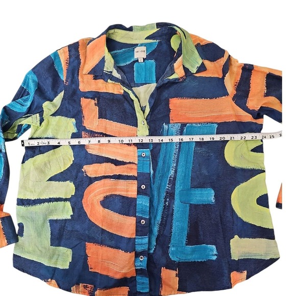 NIC+ZOE Abstract Print Button Down Long Sleeve Artsy‎ Blouse Top  Women's XL - Picture 8 of 10